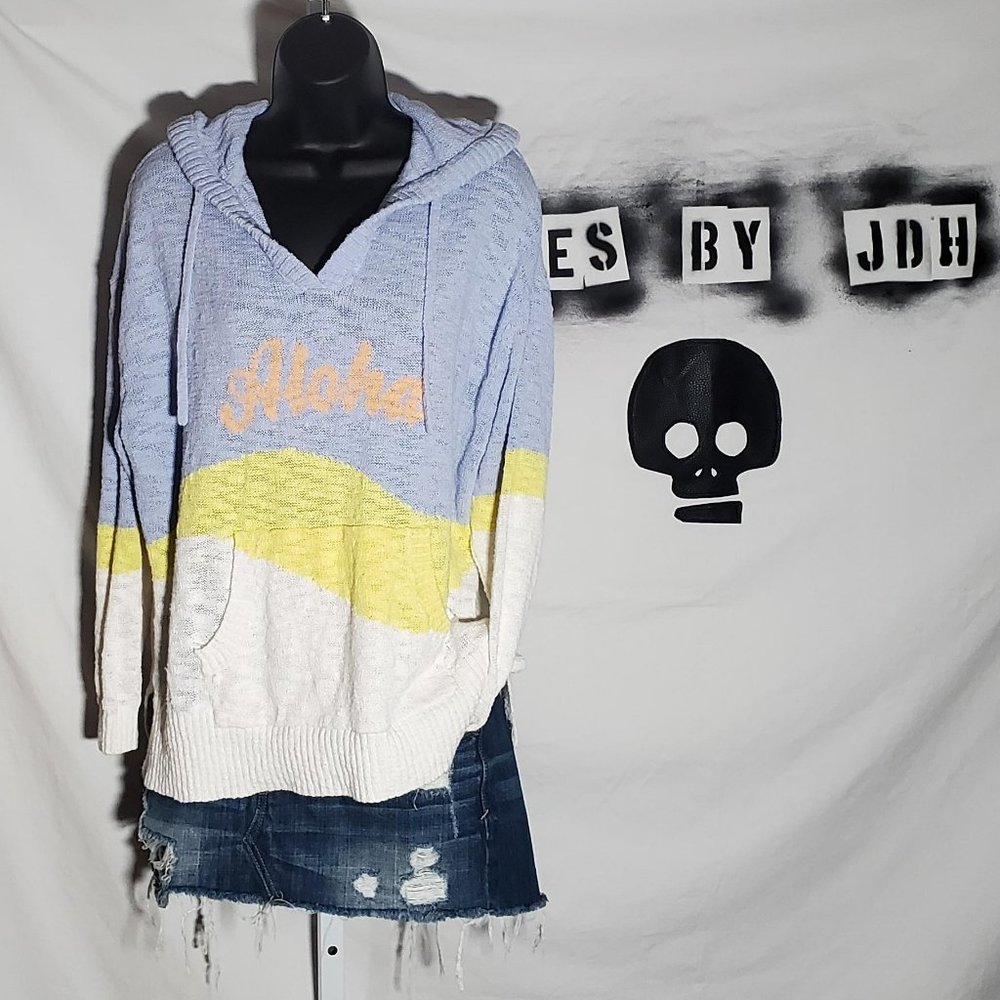 Lou & Grey Blue, Yellow & White 'Aloha' Hooded Sweater